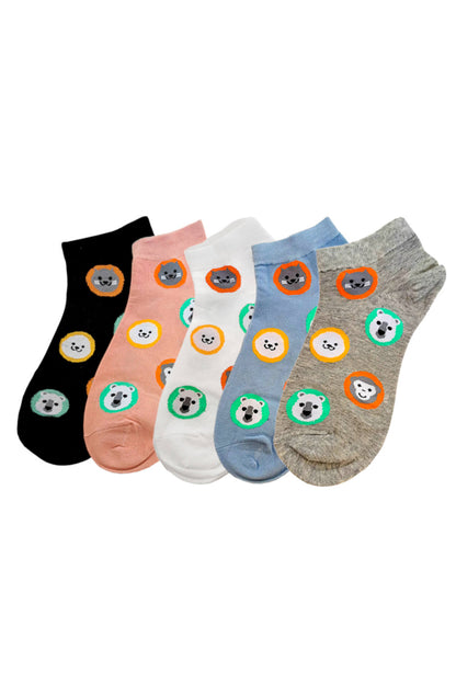 Animal Low Cut Socks Set of 5