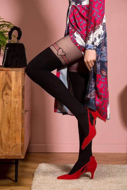 Seductive Hearts Microfiber Tights