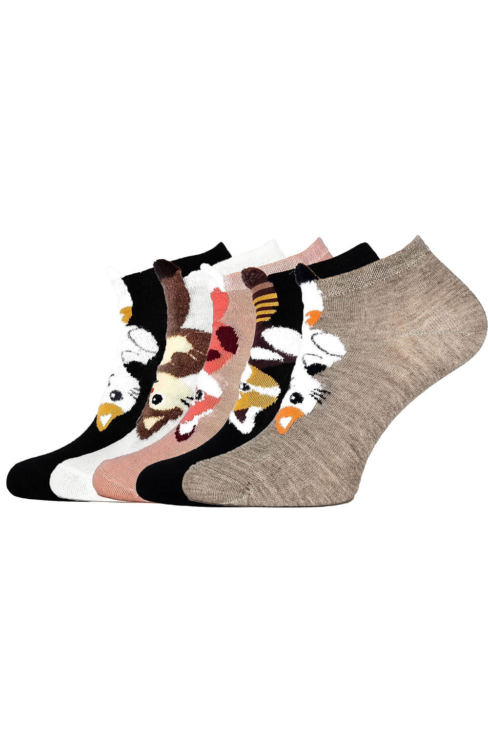 Tails Print Low Socks Set of 5