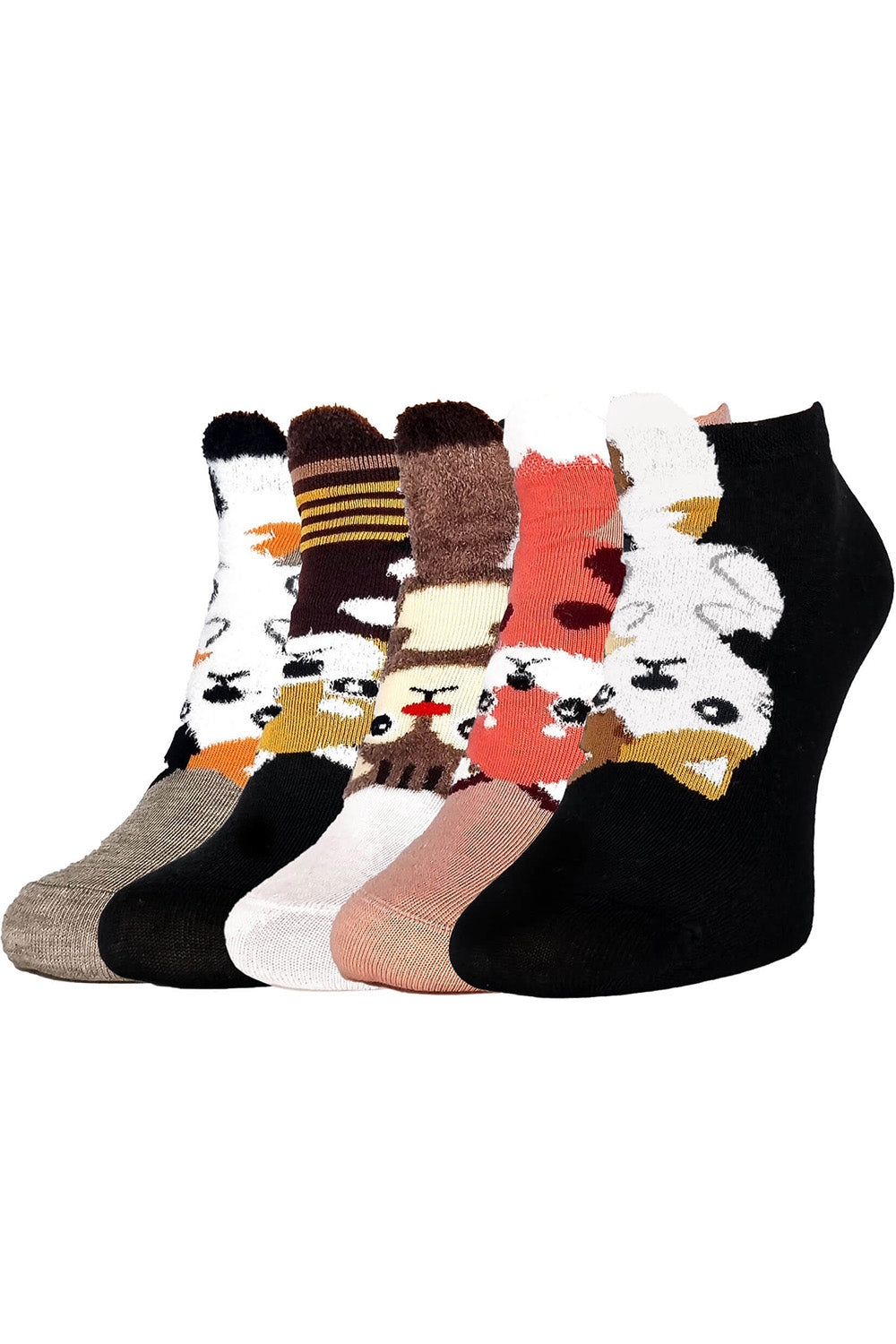 Tails Print Low Socks Set of 5