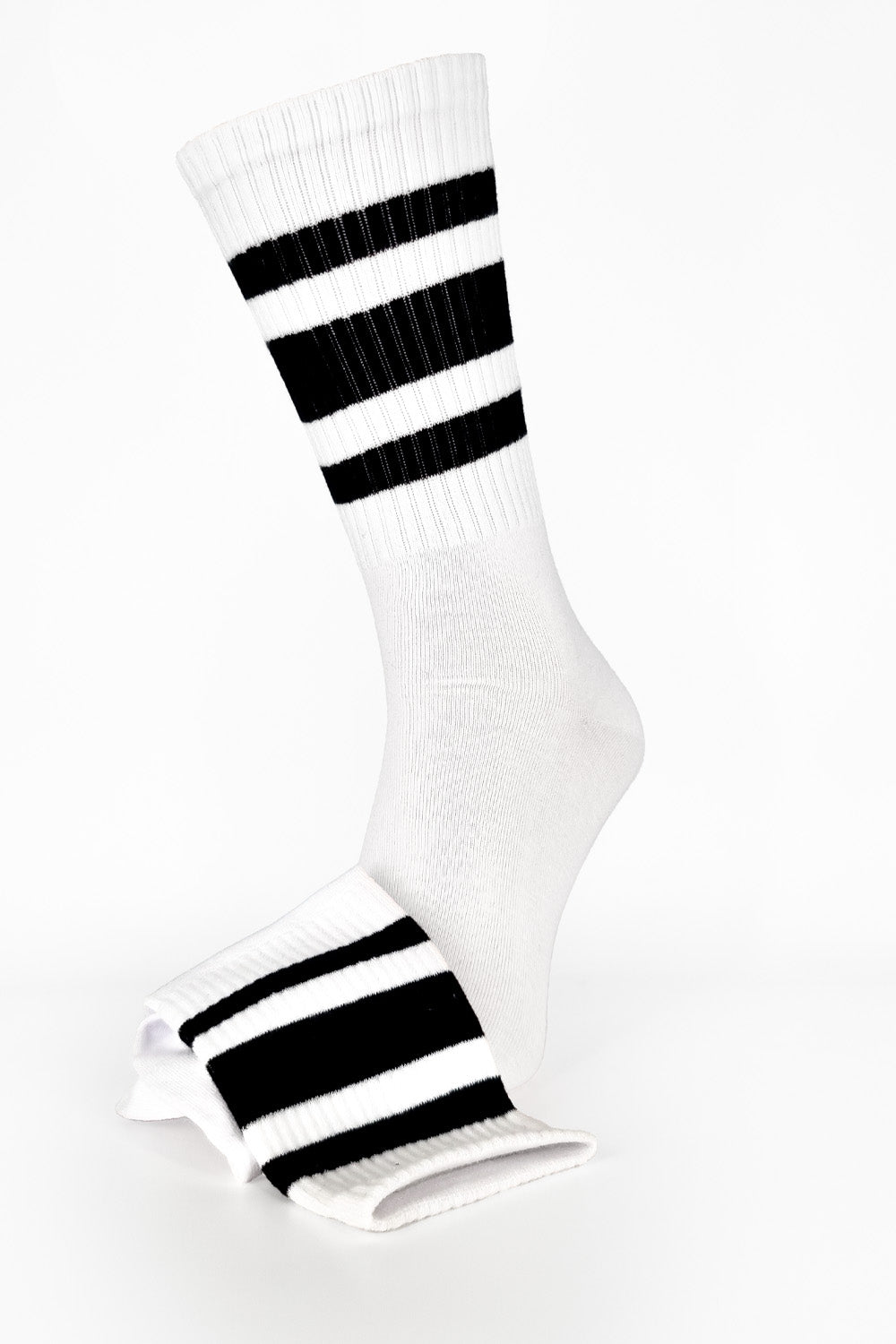 White with Black Stripes Sport Socks