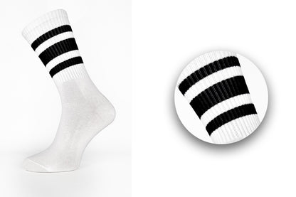 White with Black Stripes Sport Socks