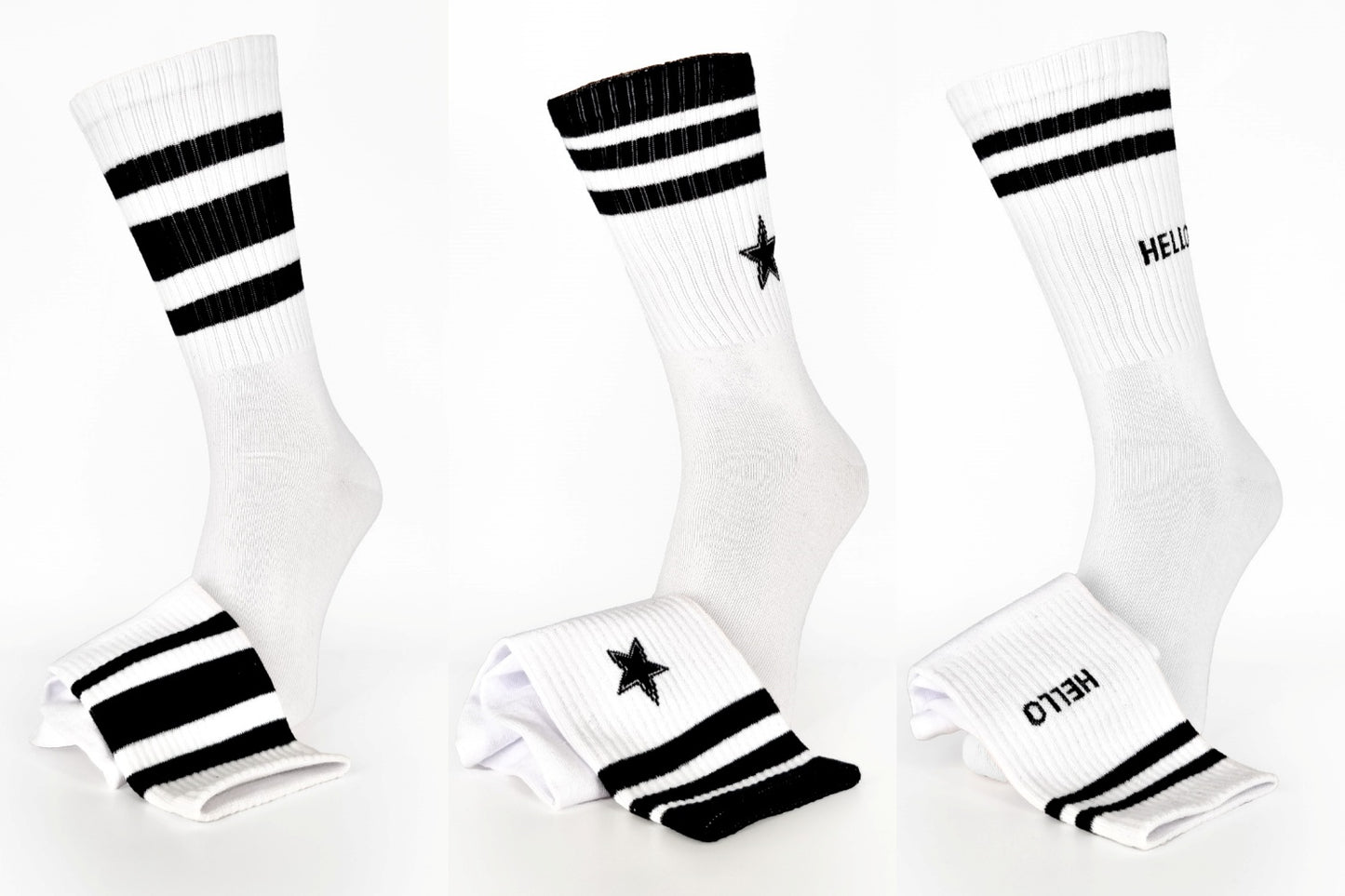 White with Black Stripes Sport Socks