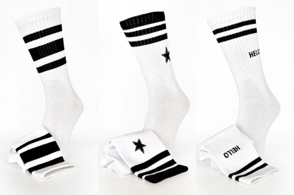 White with Black Stripes Sport Socks