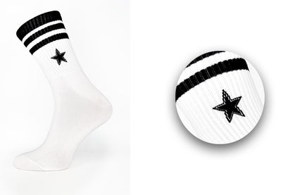 White with Black Star Sport Socks