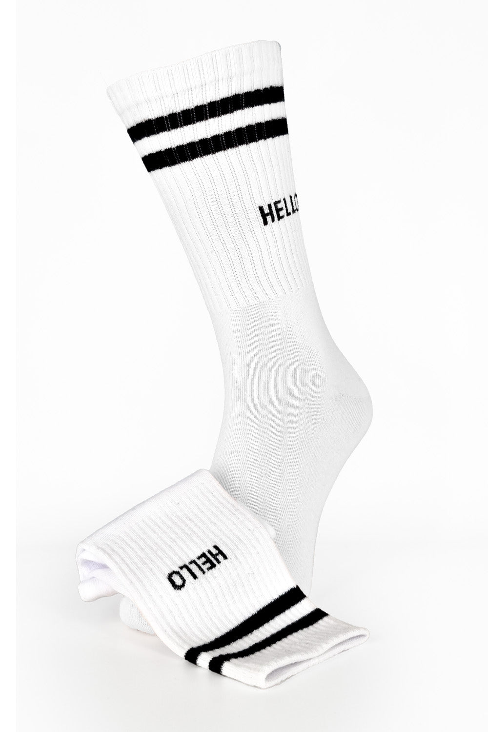 White with Hello Design Sport Socks