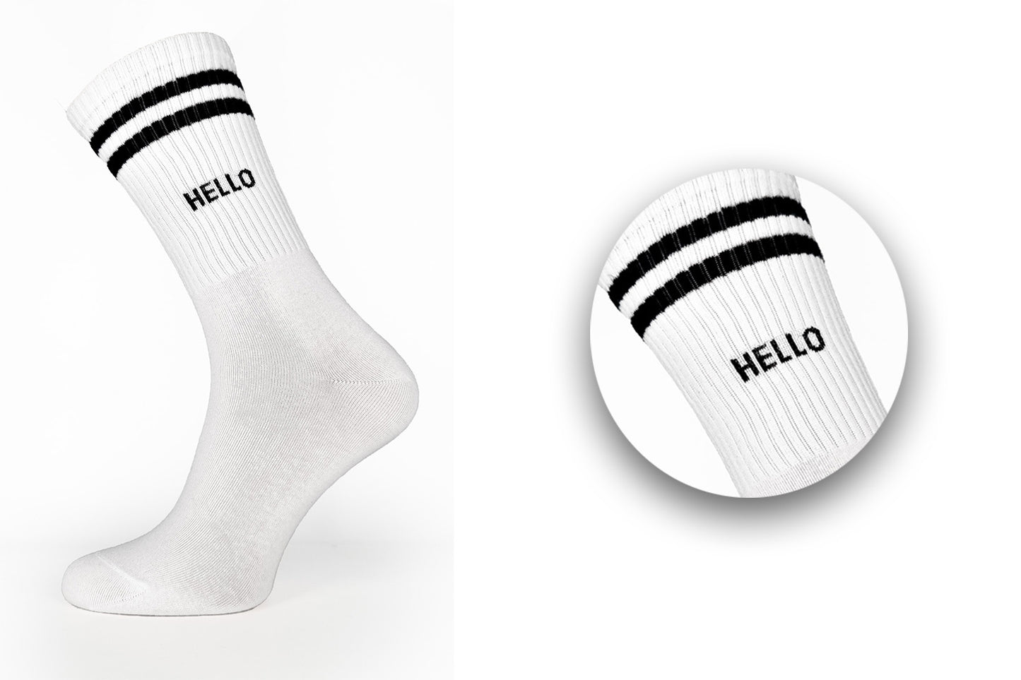 White with Hello Design Sport Socks