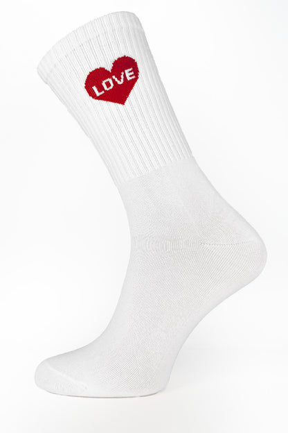 White Love Heart Sport Socks