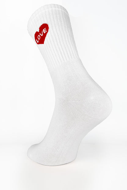 White Love Heart Sport Socks