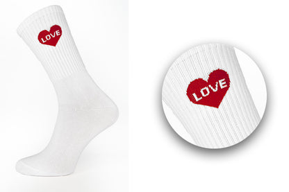 White Love Heart Sport Socks