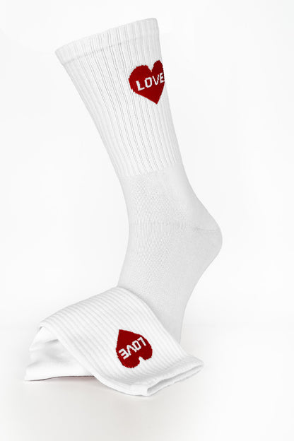 White Love Heart Sport Socks