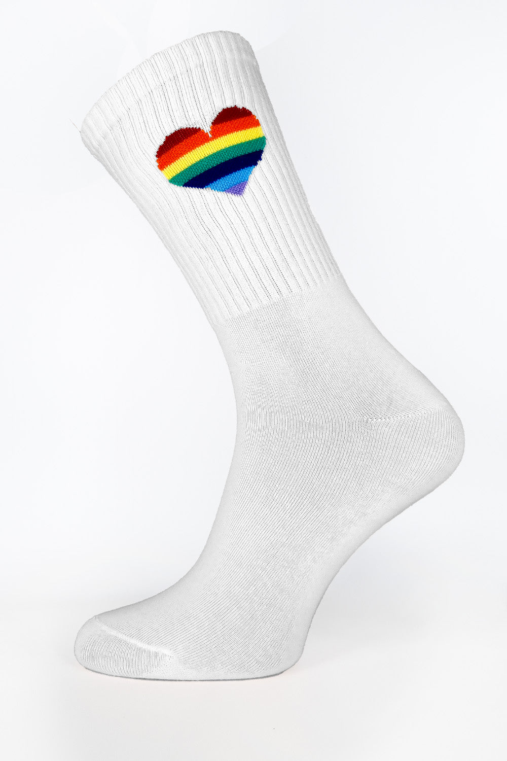 White Rainbow Heart Sport Socks