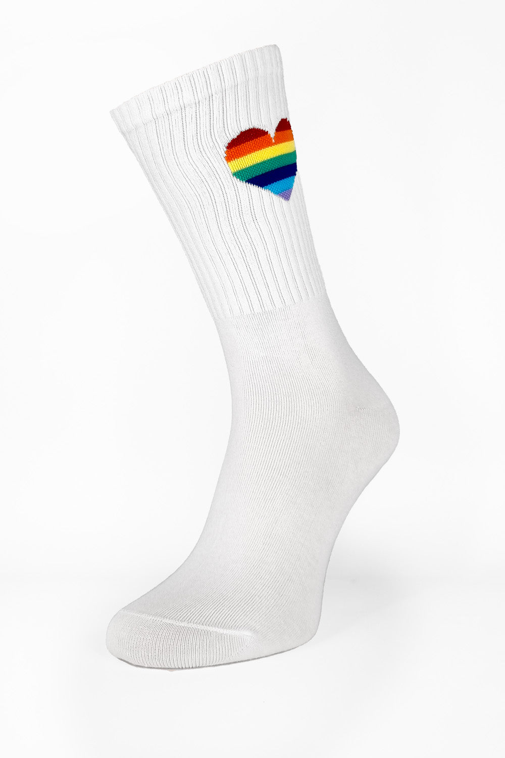 White Rainbow Heart Sport Socks