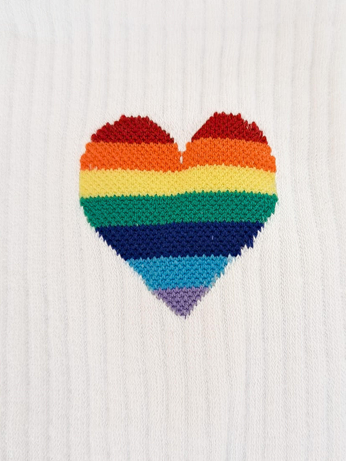 White Rainbow Heart Sport Socks