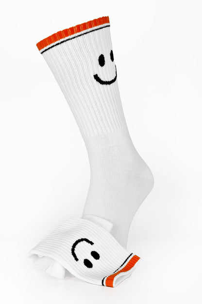 White Smiley Face Sport Socks