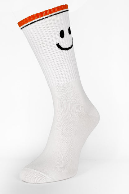 White Smiley Face Sport Socks