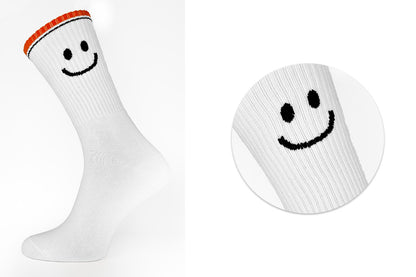 White Smiley Face Sport Socks