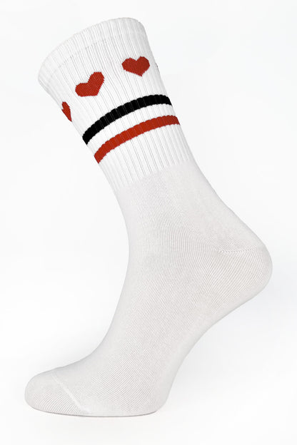 White Heart and Stripe Socks