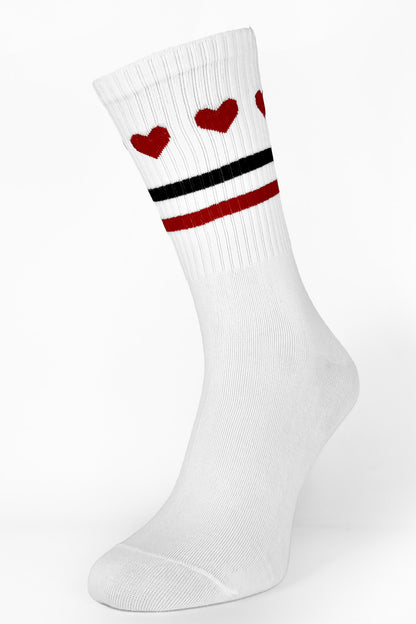 White Heart and Stripe Socks