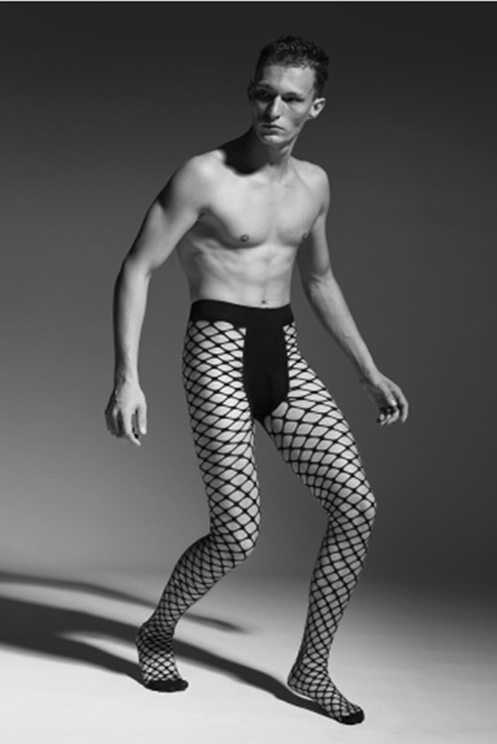 Men's Black Fishnet Tights