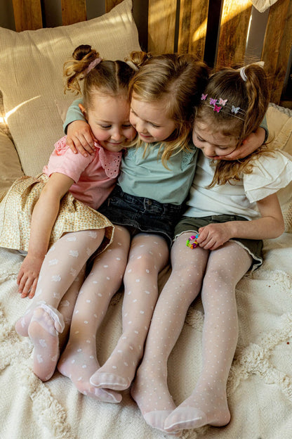 Girls White Polka Dots Tights