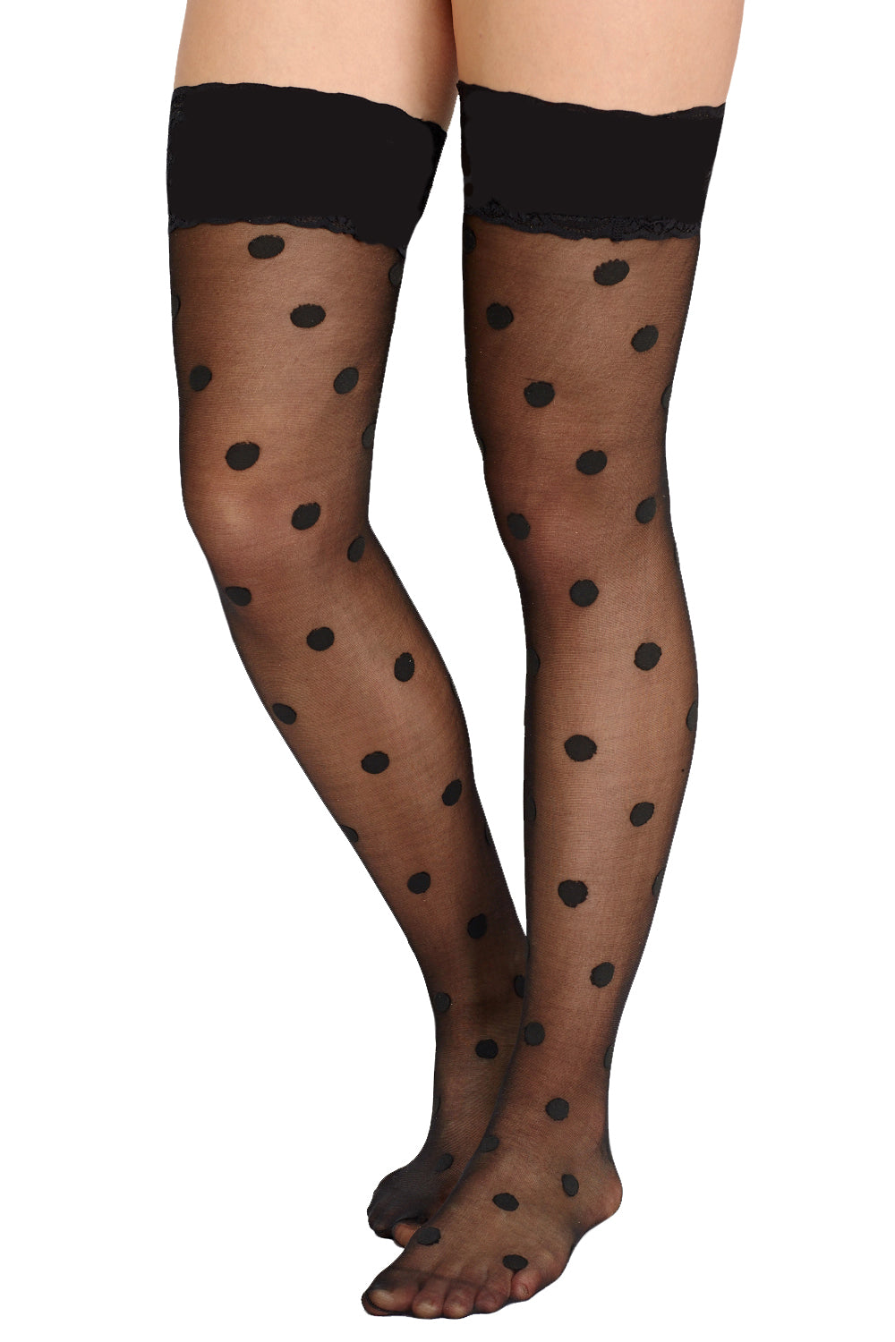 Polka Dot Thigh-High Stockings, 20 Den