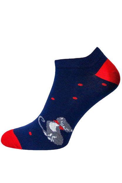 Gray Navy Cat Ankle Socks