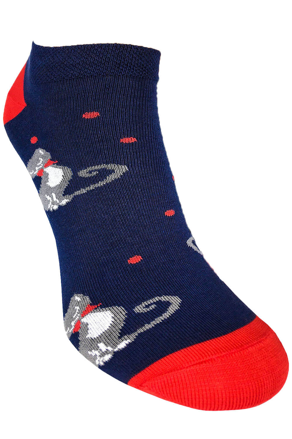 Gray Navy Cat Ankle Socks